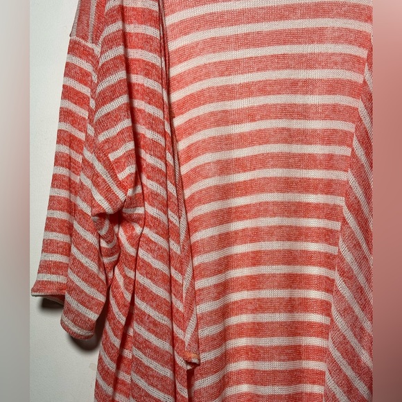 LuLaRoe Coral White Stripe Open Knit Dolman Sleeve Long Duster Cardigan NWOT M‎ - Picture 3 of 15